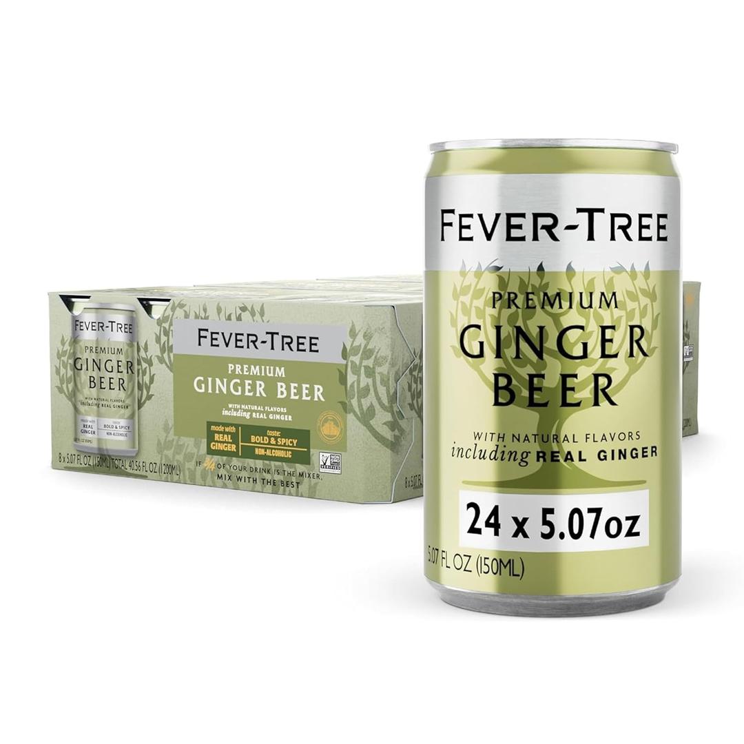 Fever-Tree Ginger Beer, 3-Ginger Blend Mixer, 24 Pack, 5.07 Fl Oz Cans
A blend of three gingers from Ivory Coast, Nigeria, and Cochin, India for a bold, refreshing character. Great for Cocktails, BBD 07/27