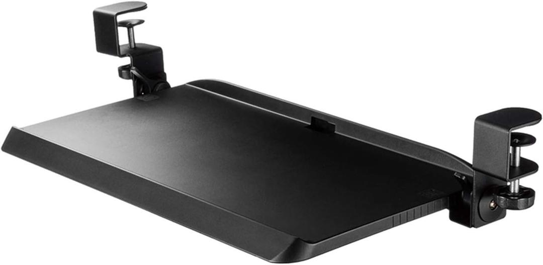 Ergonomics Desk Extender Tray, 30 Adjustable Clamp on Keyboard Drawer Table Mount Armrest Shelf Stand Slide Computer Elbow Arm Support