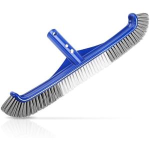 Pool Brush Head, 17" Pool Brushes for Cleaning Pool Walls, Curved Ends High-Efficiency Pool Scrub Brush,Premium Nylon Bristles Pool Brush with EZ Clip