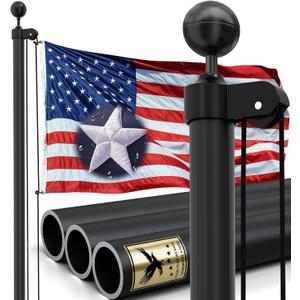 30FT Heavy Duty Flag Pole Kit, Real 11 Gauge Aluminum, 2.4" Large Bottom Tube, True Glory Edition,In Ground Flagpole for Outside House,Residential & Commercial, Gift Box Packaging-120MPH Wind Tested (Black)
