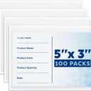 Mifflin-USA - Index Card Holder - 3x5”, 100 Pack - Clear Self-Adhesive Pockets - Label Holders for Organizing Storage Bins & Containers - Plastic Sleeves for Protecting Cards & Labels