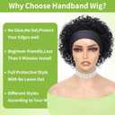 INSTASTYLE Headband Wig Human Hair Wigs for Black Women Short Curly Human Hair Put on and Go Glueless Wig Natural Black Curly Headband Wigs 8inch