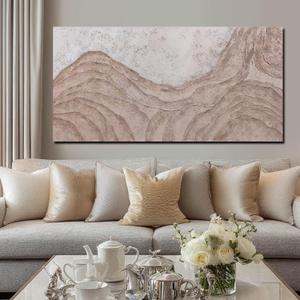 Beige Mountain Wall Art Modern Canvas Decor for Living Room 24x48 Inch