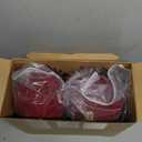 Menkxi 4 Pcs Burgundy Large Velvet Christmas Ball Ornaments 6 Inch Flocked Christmas Tree Decorations Plastic Red Xmas Hanging Ornaments for Holiday Party Decorations