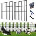25pcs Garden Fence Animal Barrier 27ft(L) X 17in(H) No Dig Barrier Fencing Dog Rabbits Blocker 9 Vertical Metal Wire Rustproof Border Decorative Fences for Outdoor, Yard, Patio