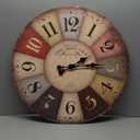 24 Inch Nautical Rustic Wall Clock for Office Wood Extra Large Battery Clock Decorative Colorful Wall Clock Silent(No Solid Wood, It is with MDF Material)