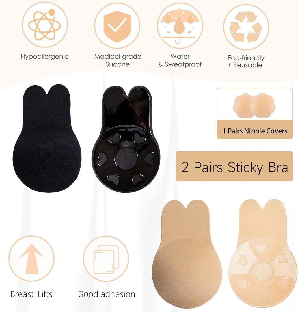 Sticky Bra Strapless Sticky Invisible Push up Silicone Bra for Backless Dress with Nipple Covers Adhesive Bfdsfsd