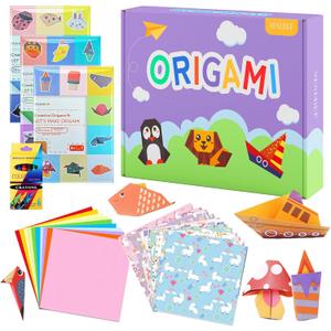 240 Sheets Origami Paper Kit for Kids, 6x6 Inch Double Sided Color Square Folding Paper Set with 90 Animal Patterns & Origami Book, Art and Craft Supplies Gift for 3+ Girls Boys Beginners Training