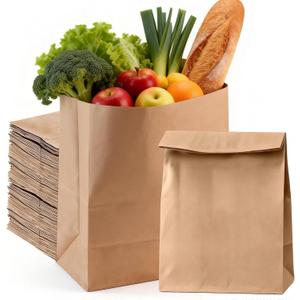 Brown Paper Bags Bulk 100 Pack, 9.8 x 5.5 x 13",16lb Medium Kraft Shopping Bags for Business, Retail Store Supplies, Restaurant Takeout, Gift Merchandise Packaging, Recyclable Grocery Bags