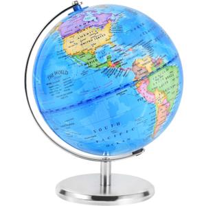 KISEER 8 Inch World Globe Rotating Earth Spinning Globe with Heavy Metal Stand for Kids Geography Classroom Education or Office Home Decorations