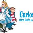 Cute Alice & Tweedles Watercolor Mad Hatter Cheshire Cat Alice in Wonderland Adventurous Creative Minimalist Cartoon Girls Boys Kid Room Design Nursery Fun Home Vinyl Decoration Size (20x18 Inch)