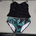Girls Swimsuits Size 13-14 Two Piece Bathing Suit for Girls Halterneck Lace-up Criss Cross Ruched Tropical Print Slimming Tankini Girl Swimwear Black