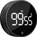 BlueSnail Kitchen Timer with LED Digital Display Smart Efficana for Home Classroom Gym Office, Volume and Brightness Adjustable Productivity Timer (All Black)