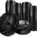 Pack of 200, Black Disposable Coffee Cup Lock Lids, Coffee Cup Lids 10-20 oz