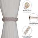 BEL AVENIR Curtain Tiebacks Magnetic Woven Curtain Holdback Drapery Tie-Back (Blush-4 Pack)