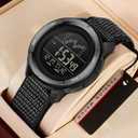 findtime Mens Digital Watch with Nylon Strap Sports Wrist Watches for Men Women with Countdown LED Day Date Dual Time Display Alarm Stopwatch