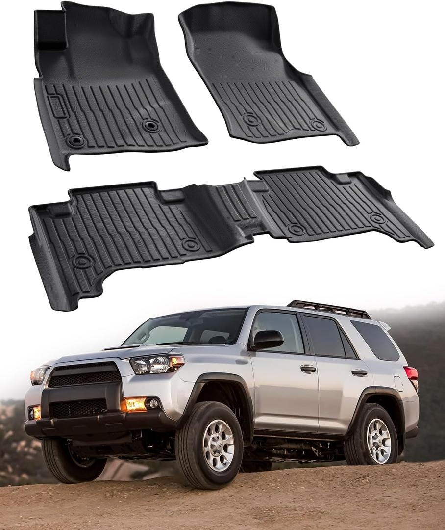 Car Accessories for Toyota 4Runner 2003-2009 Floor Mats, All Weather Front Rear Floor Liners for 4 Runner 2003 2004 2005 2006 2007 2008 2009 SUV Black Rubber Trunk Carpet Automotive Accessories 3PCS