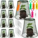 10 Pcs Garden Chicken Wire Plant Covers, 11x11Inch Metal Wire Garden Cloches Chicken Wire Cloche Plant Protector Heavy Duty Garden Plant Cloche for Keeping Bunnies Chicken Squirrels Birds Other Out (Green)