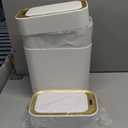 2-Pack Automatic Bathroom Trash Can with Lid, Slim Motion Sensor Garbage Can, Waterproof Touchless Trash Bin, Smart Trashcan for Bedroom, Living Room, Narrow Space, 2.3 Gallon, White+Gold Trim