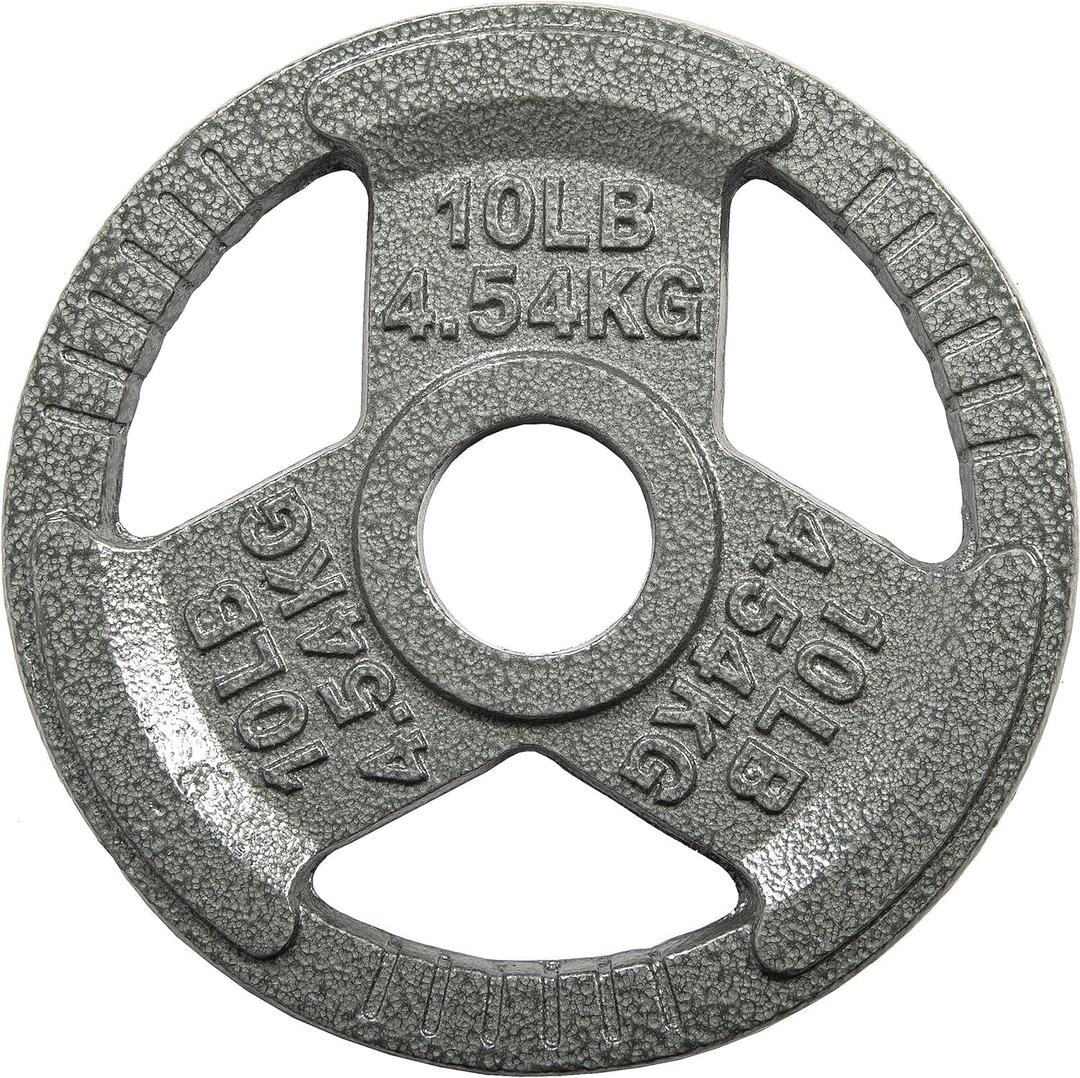 HulkFit Cast Iron Weight Plate with Multi-Grip Handles and Enamel Coated for Barbells & Plate Only Strength Training - Grey, 4 Pack Of 10lb 