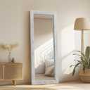 MirrMuse Rustic Floor Full Length Mirror Wood Frame, 56"x21" White Mirror | Free Standing, for Bedroom Living Room Entryway, Hanging or Leaning Wall-Mounted, Tempered Glass
