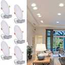 JARLSTAR 8 Inch LED Recessed Light with Junction Box, 6 Pack Ultra Thin LED Recessed Lighting.4000K Cool White, No Dimmable,18W 110V Eqv.Recessed Ceiling Canless Lights.Slim Can-Killer Downlight
