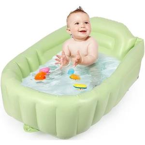 Inflatable Baby Bathtub with Air Pump, Baby Bath Tub Toddler Bathtub, Foldable Shower Basin for Newborn, Portable Travel Bath Tub, Green