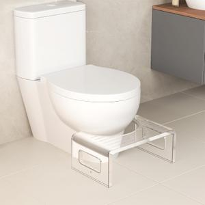 Royalcraft 7 Inches Acrylic Squat Toilet Stool, Modern Non-Slip Toilet Poop Stool for Children & Adults, Step Potty Stool for Bathroom Men & Women