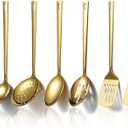 Evanda Gold Kitchen Utensils Set 6pcs, Titanium Plating Stainless Steel Cooking Utensils Set, Heavy Duty Kitchen Tools Spatulas Set, Home Essentials Kitchen Gadgets Accessories