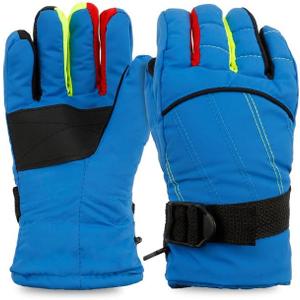 2 x Kids Snow Gloves for Skiing Kids Mitten Winter Waterproof Girls and Boys Snow Gloves for Winter Cold Weather (Blue)