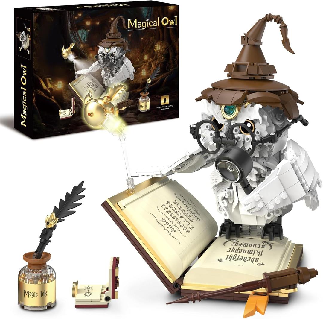 Magic Owl Building Block Set for Adults, Compatible with Lego, White Birds Model Toys Gifts for Home & Office Decor, Collectible 1162PCS Animals Building Sets Gifts for Boys Kids Girls