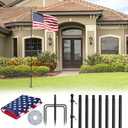 ZMTECH 1 Pack 10 FT Flag Pole with American Flag & Solar Light in Ground,Extra Thick Flag Pole Kit for Yard,Windproof Ground Flag Poles for Outside House Residential or Commercial