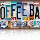 Vintage Coffee Bar License Plate Wall Decor Metal Tin Sign 12 x 6 Inches - Open DailyFresh BrewedSelf Serve