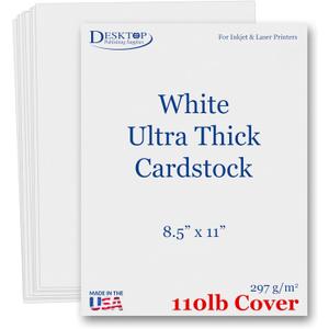 White 110lb Cover (300gsm) Cardstock 8.5x11 - Ultra Heavyweight Thick Card Stock, Smooth Bright White Printer Paper - Invitations, Menus, Posters, Brochures, Crafts - Inkjet/Laser Printers -100 Sheets