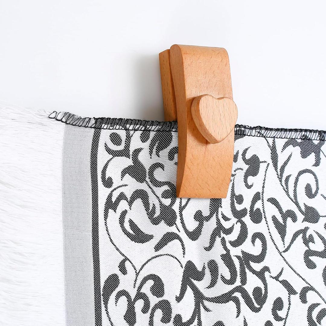 4 Quilt Hanger for Wall for Display - Tapestry Hangers for Walls, Wooden Rug Hangers for Wall Hangings, Decorate with Your Blanket and Tapestry Hangers, Quilt Rack Clamps for Mount (Wooden) (The hook on the wall)