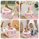 Inflatable Baby Seat for Babies 3-36 Months,Baby Floor Chair with Built in Air Pump,Infant Back Support Seat for Sitting & Learning to Sit (Pink Bunny)