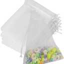 Organza Bags, Organza Bags 5 x 7 Inch, 50 Pcs White Sheer Party Favor Mesh Bag with Drawstring, Small Jewelry Gift Candy Bag for Wedding Christmas Birthday Halloween Graduation Party Favors Supplies 1 count (Pack of 50)