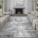8x10 Washable Area Rug Grey Abstract Modern Living Room Bedroom Large Throw Rug Non Slip Soft Thin Simple Indoor Floor Carpet for Office Entryway Kitchen Nursery Decor (8' x 10' (Rectangular))