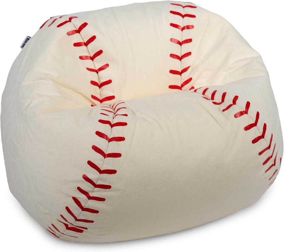 Big Joe Sports Ball Bean Bag Chair for Kids, Baseball Plush, Ultra-Soft Lightweight Polyester Blend, 2.5 Foot Refillable, Single