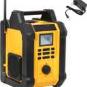 Jobsite Radio Speaker, Compatible with DeWalt 20V MAX Battery, IPX54 Waterproof Portable Wireless Stereo,Strong Signal Reception, AM/FM, TWS, 100ft Range, AC/DC Powered(Tool Only)