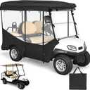 Golf Cart Enclosure 4 Passenger, Applicable EZGO TXT RXV and Fit Club Car Onward Tempo, 600D Waterproof Transparent Rain Cover, Black Roll-up Door, Transparent Windows On All Four Sides