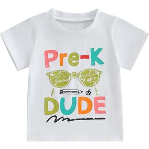 Back to School Clothes Girls Boys School Shirts Short Sleeve Letter Print 2T 3T 4T 5T 6T 7T Girls Boys Tops (White)