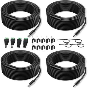 Dianrui 4 PCS 33FT(10M) Dc Power Extension Cable, 5.5mm x 2.1mm 12V Dc Extension Cord Power Adapter for Security Camera CCTV/Printers/Routers with Power Jack Adapter Connectors (2 x Male + 2 x Female)