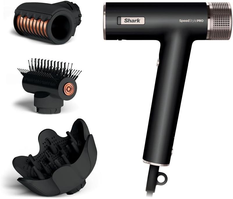 Shark SpeedStyle Pro Professional Performance High-Velocity Hair Dryer System with Scalp Shield and IQ Speed Styling & Drying Suite, Curly and Coily Hair, Lightweight, Ionic, No Heat Damage, HD732 (Compact)