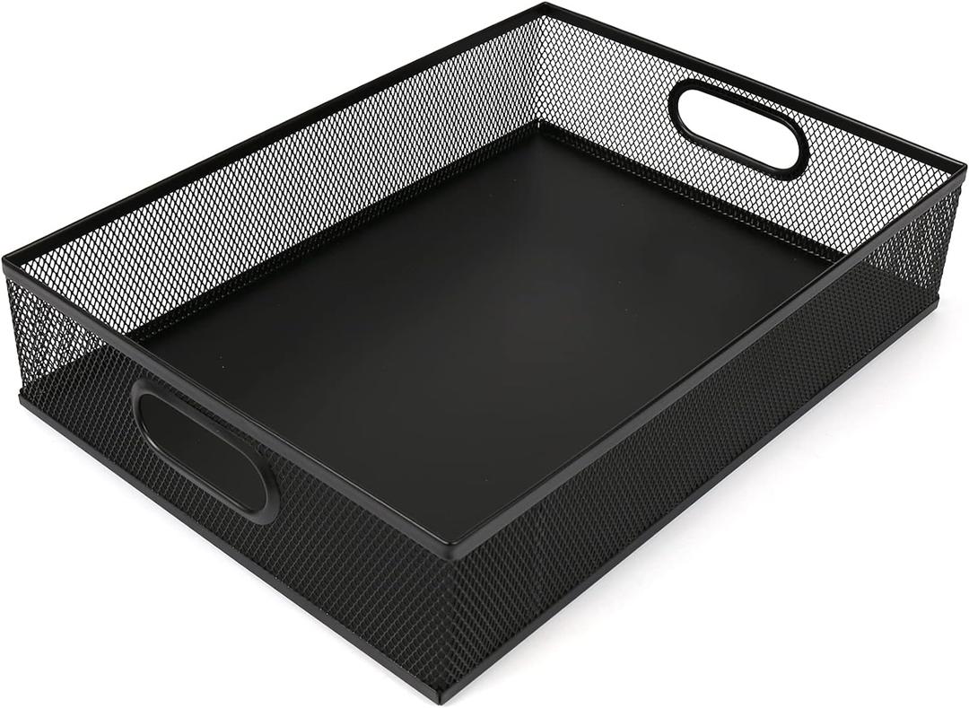 Desk Drawer Organizer, A4 Large Metal Mesh Desk Organizer Tray, Versatile Storage Box Set for Office Home Supplies,13 x 9 inches