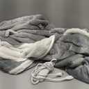 Wearable Heated Blanket Electric Snuggle Throw Blankets,Flannel&Sherpa Heating Blanket with Sleeves Foot Pocket (Light Gray)