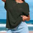 PRETTYGARDEN Womens Spring Tops 2026 Summer Shirts Crochet Cap Sleeve Sweater Pullover Cute Beach Vacation Clothes (Green, M)