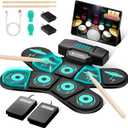 CAHAYA Electronic Drum Pad Set: Dual Speakers Portable 9-pads Electric Practice Drum MIDI Gam Great Gift for Music Beginners