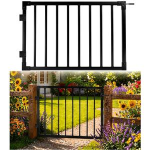Aluminum Deck Gate 32.5in H, Heavy Duty Adjustable Width (Up to 48"), Easy Install, Rustproof Outdoor Gate for Patio, Porch & Yard, Fits 36" Deck Height