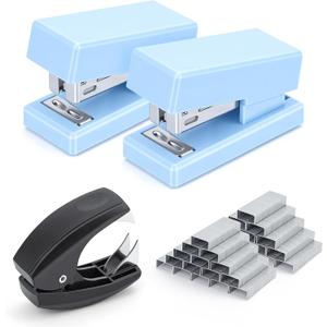 Mini Stapler with 2000 Staples, 30 Sheet Capacity, Jam-Free Small Desktop Stapler with Staple Remover, Cute Desk Stapler for Office, School and Home (Blue)